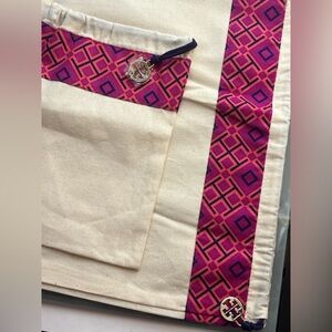 Tory Burch Dust Bag Set Geometric Pink Pattern Large & Small Drawstring